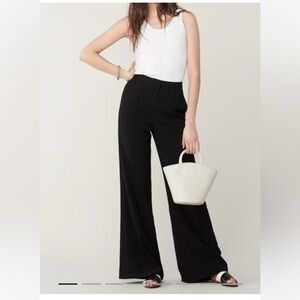 Diane Von Furstenberg Kiersten High-Waisted Wide Leg Pants Black 10